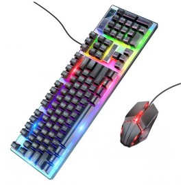 Комплект игровой с подсветкой клав + мышь Hoco GM18, черный
