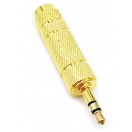 Переходник 3.5 штекер 3pin - 6.3 гнездо 3pin Metall Gold