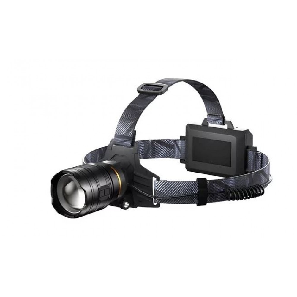 Фонарик налобный YYC-2222-3-PM10-TG Zoom, белый+красный свет, 3x18650, power bank