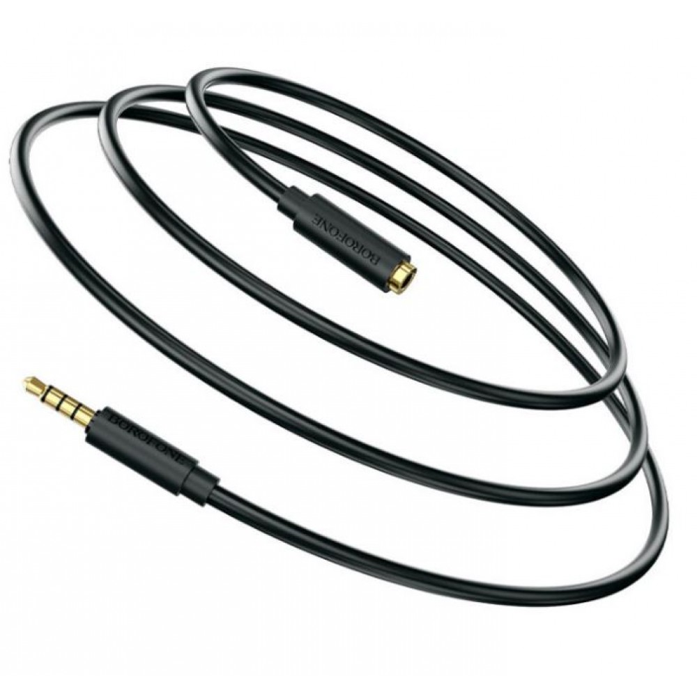 Кабель Aux 3.5 удлинитель Borofone BL12 4pin 1m черный
