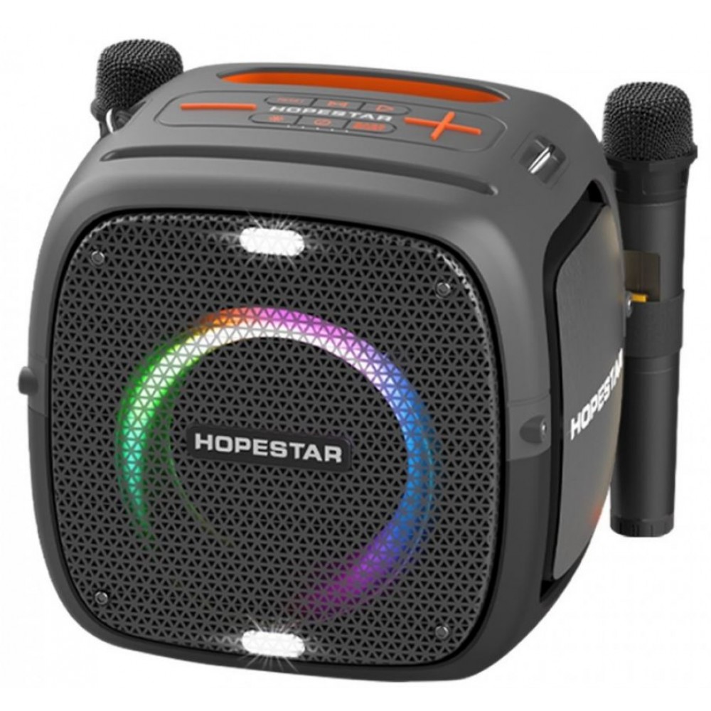 Колонка Bluetooth MP3 караоке 2 микрофона Hopestar PartyOne серая