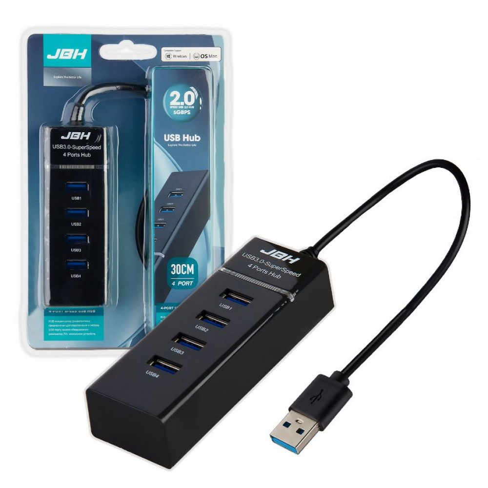 Хаб USB 4 порт JBH H-02, черный