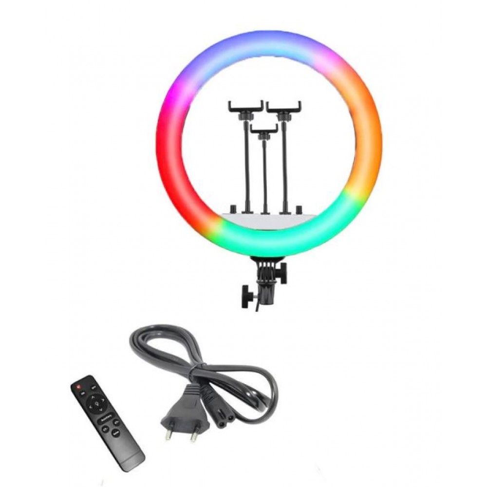 Селфи лампа кольцевая RL-14 RGB-14 с пультом, без штатива