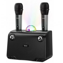 Колонка Bluetooth MP3 FM караоке 2 микрофона Hoco BS41 черная
