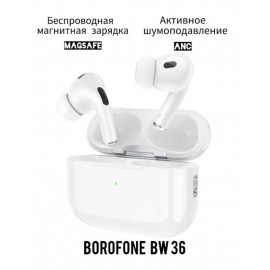 Наушники Bluetooth Borofone BW36, ANC, вакуумные, TWS, белые