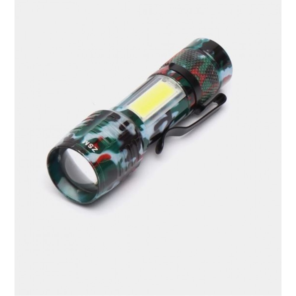 Фонарик металлический YYC-535M Zoom, Cob, Micro Usb