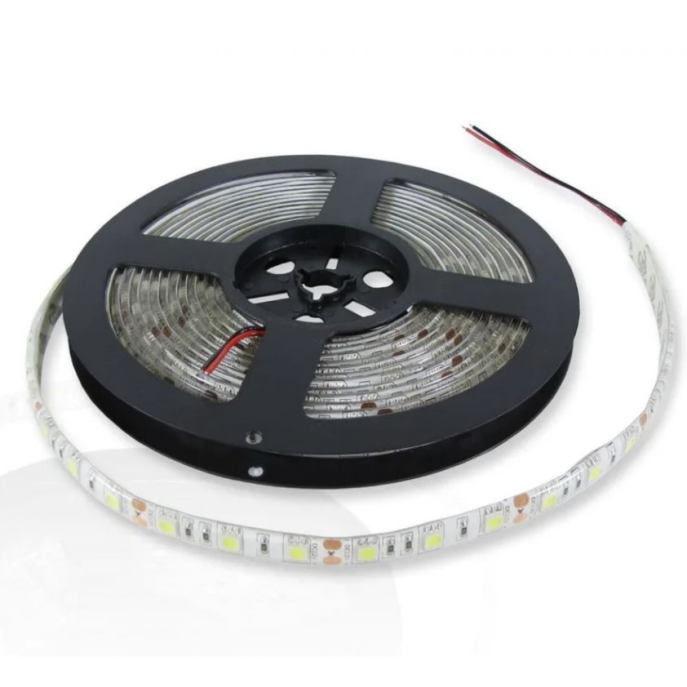 лента LED SMD 5050 60LED/m белая холодный свет 5m в силиконе G34 52716