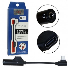 Переходник Type-C - 3.5 гнездо aux + зарядка C&Q 014