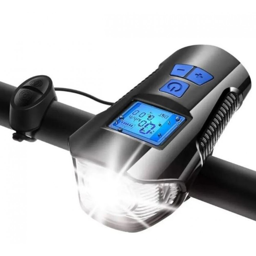 Фонарик велосипедный Всадник YZ-1805, звук сигнал, велокомпьютер