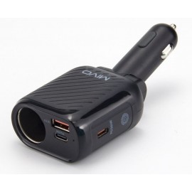 Зарядное автомобильное азу usb Type-c PD Mivo MU-202 LCD 36W гнездо прикуривателя