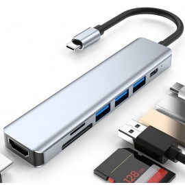 Переходник Type-C хаб Multi Adapter 7в1 H-6