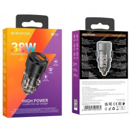 Зарядное автомобильное АЗУ Borofone BZ20A 38W быстрое QC 3.0 + Type-C PD, черный