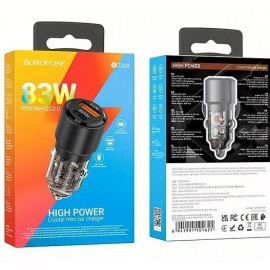 Зарядное автомобильное АЗУ Borofone BZ20 83W быстрое QC 3.0 + Type-C PD, черный
