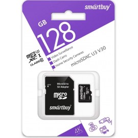 MicroSd 128Gb Smartbuy Class 10 Pro U3 V30 для видеонаблюдения