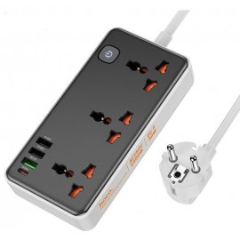 Фильтр сетевой 3 розетки 3xUSB 1xPD Hoco AC8A 1.5m черный