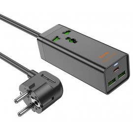 Фильтр сетевой 1 розетка 2xUSB 1xPD Hoco AC9A 1.5m черный