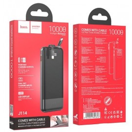 Power bank Hoco J114 10000mah с кабелями, черный