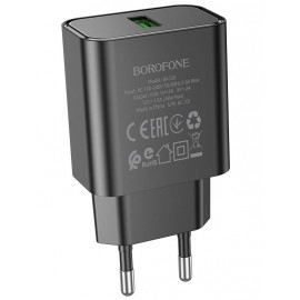 Зарядное сетевое сзу USB Borofone BA72A быстрое QC 3.0 черный