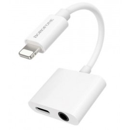 Переходник для Apple lightning - 3.5 гнездо aux+питание Borofone Bv12 белый