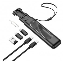 Кабель набор переходников USB Micro Type-C Lightning Borofone BU36 черный