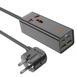 Фильтр сетевой 1 розетка 2xUSB 2xPD Hoco AC10A 1.5m черный