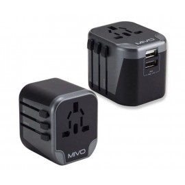 Переходник сетевой вилки / розетки универсал с USB Mivo MC-302