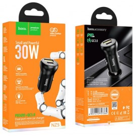 Зарядное автомобильное быстрое АЗУ usb Hoco NZ5 30W + Type-C PD гнездо черный