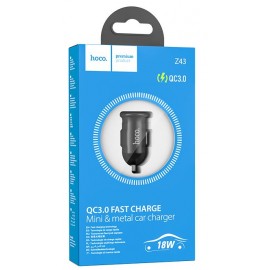 Зарядное автомобильное азу usb Hoco Z43 QC 3.0 18w быстрое, черный