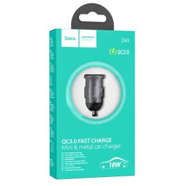 Зарядное автомобильное азу usb Hoco Z43 QC 3.0 18w быстрое, серый
