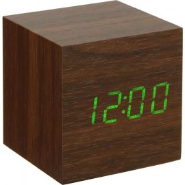 Часы LED с термометром VST-869 коричнев дерево зеленые цифры