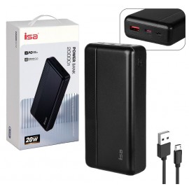 Power bank Isa Y-135 20000 c быстрой зарядкой 20W, черный