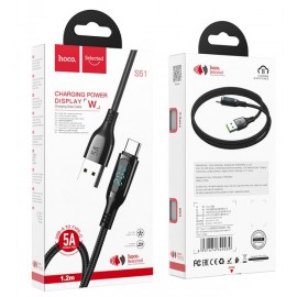 Кабель USB Type-C Hoco S51 5A LCD 1.2m black