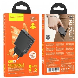 Зарядное сетевое сзу Type-C PD 20W Hoco N37 GaN быстрое черный