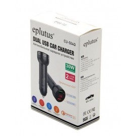 Зарядное автомобильное азу usb Eplutus CU-504Q LCD 2xUSB 30W длинное