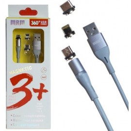 Кабель Micro / Type-C / Lightning USB магнитный 360 3в1 MR360 Silicone серый