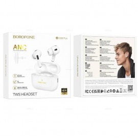 Наушники Bluetooth Borofone BW59 Plus, вакуумные, TWS, белые