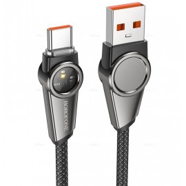 Кабель USB Type-C Borofone BU49 5A Smart LED 1.2m черный